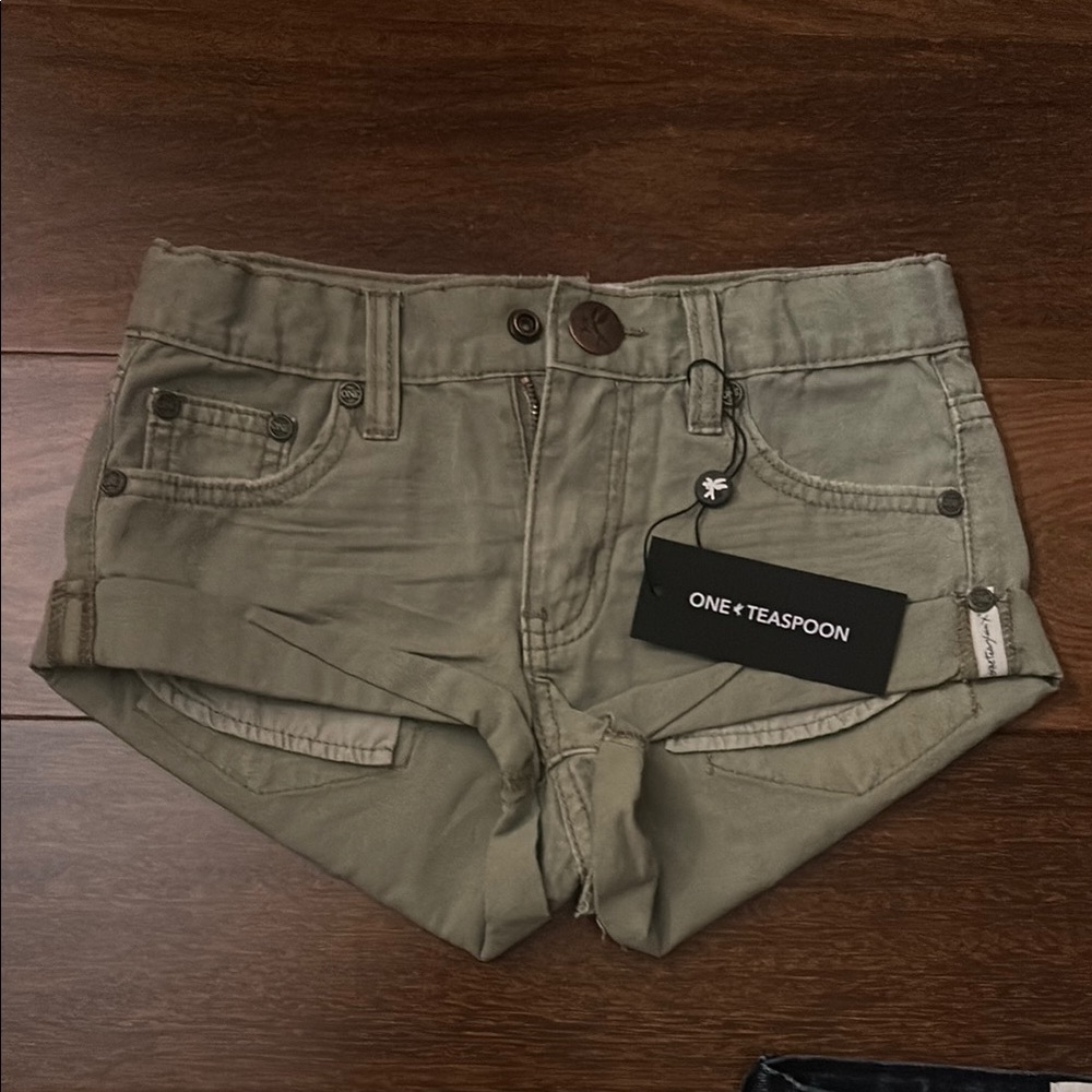 One Teaspoon Bandit Khaki/Olive green Jean Shorts